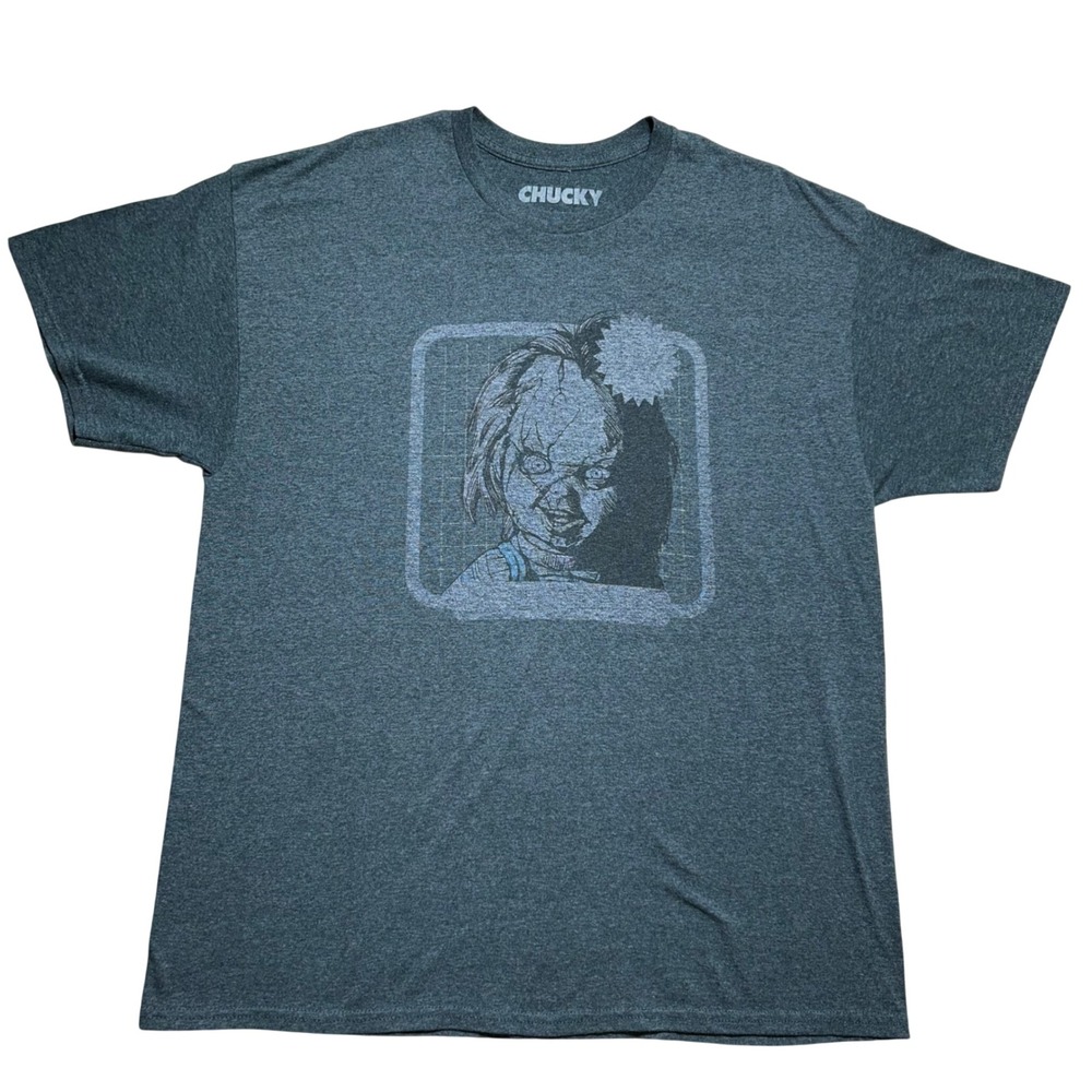 Chucky Horror Movie Graphic T-Shirt Mens XL Charcoal Grey Heather Child's‎ Play